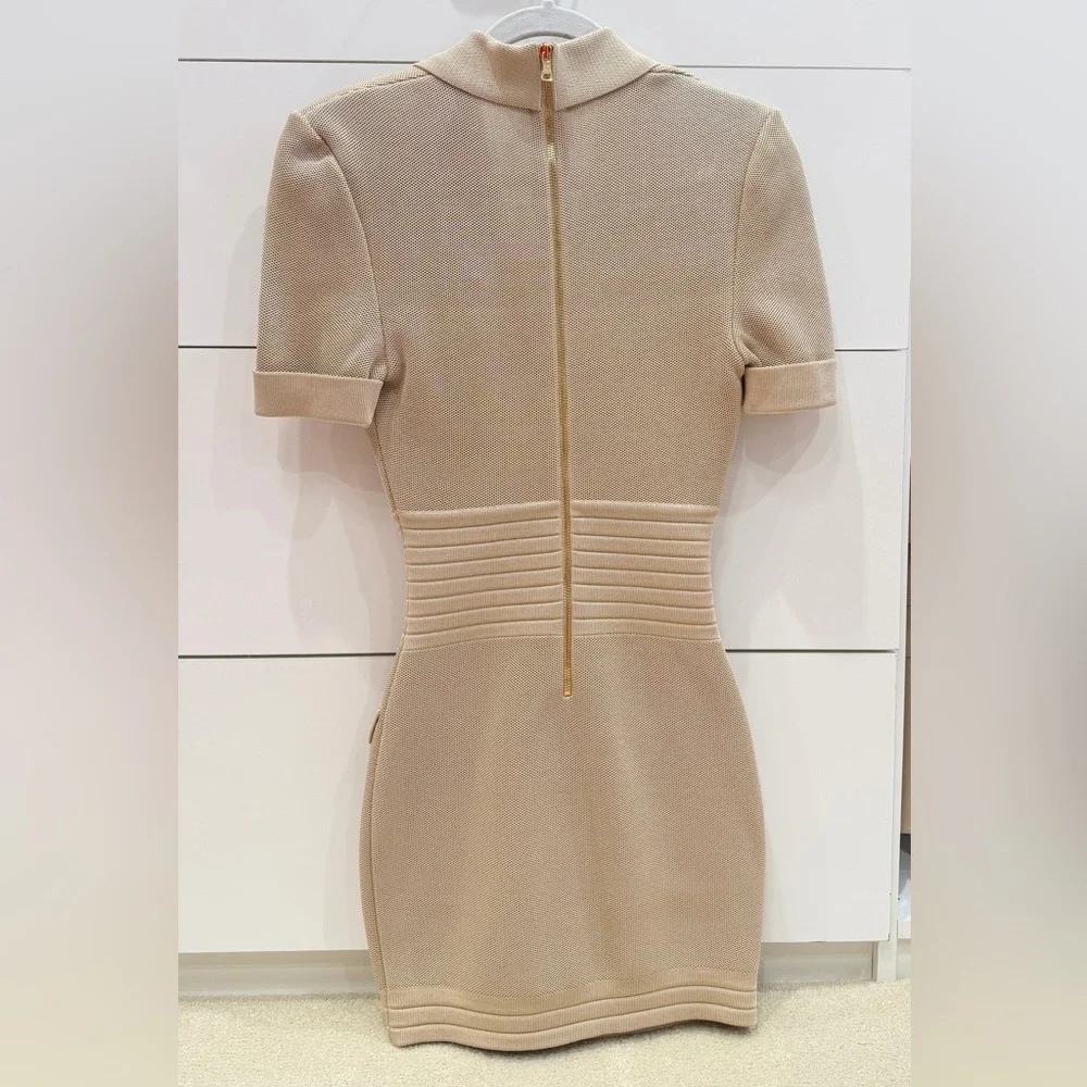 Balmain Beige Tailored Short-Sleeve Mini Dress - Picture 2 of 5
